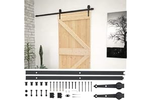 vidaXL Puerta corredera NARVIK, 90x210 cm, Madera de pino macizo, Acabado natural, Kit herrajes de acero lacado, Negro, Puerta de granero ahorra espacio, Sistema de riel incluido, Decoración interior