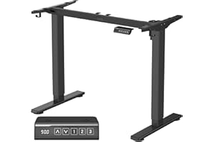 ‎VASAGLE VASAGLE Biurko z regulacją wysokości, elektryczne, rama stołu, stojak na biurko, bez blatu, z 2 haczykami, funkcja pamięci z 3 wysokościami, stal, atramentowy czarny LSD021B01