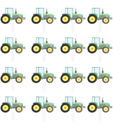 Sursurprise Traktor-Kuchenaufsatz Set – 1 Kuchen-Topper + 12 Cupcake-Topper, Blau, Für Geburtstagsparty