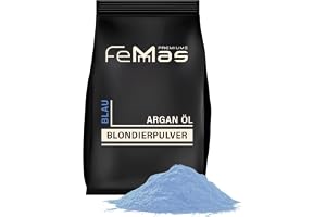 FemMas Blonderingspulver blå 500 g I Blonderingspulver med närande arganolja I jämn blondering I ultrastark och dammfri I Hair Bleach för blekning upp till 7 nyanser