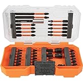 Klein Tools 33801 Darbeli S&uuml;r&uuml;c&uuml; Ucu Seti, ProFlex, S2 &Ccedil;elik Phillips, Oluklu, Kare, Torx U&ccedil;ları, Kılıflı, MODbox Uyumlu, 40 