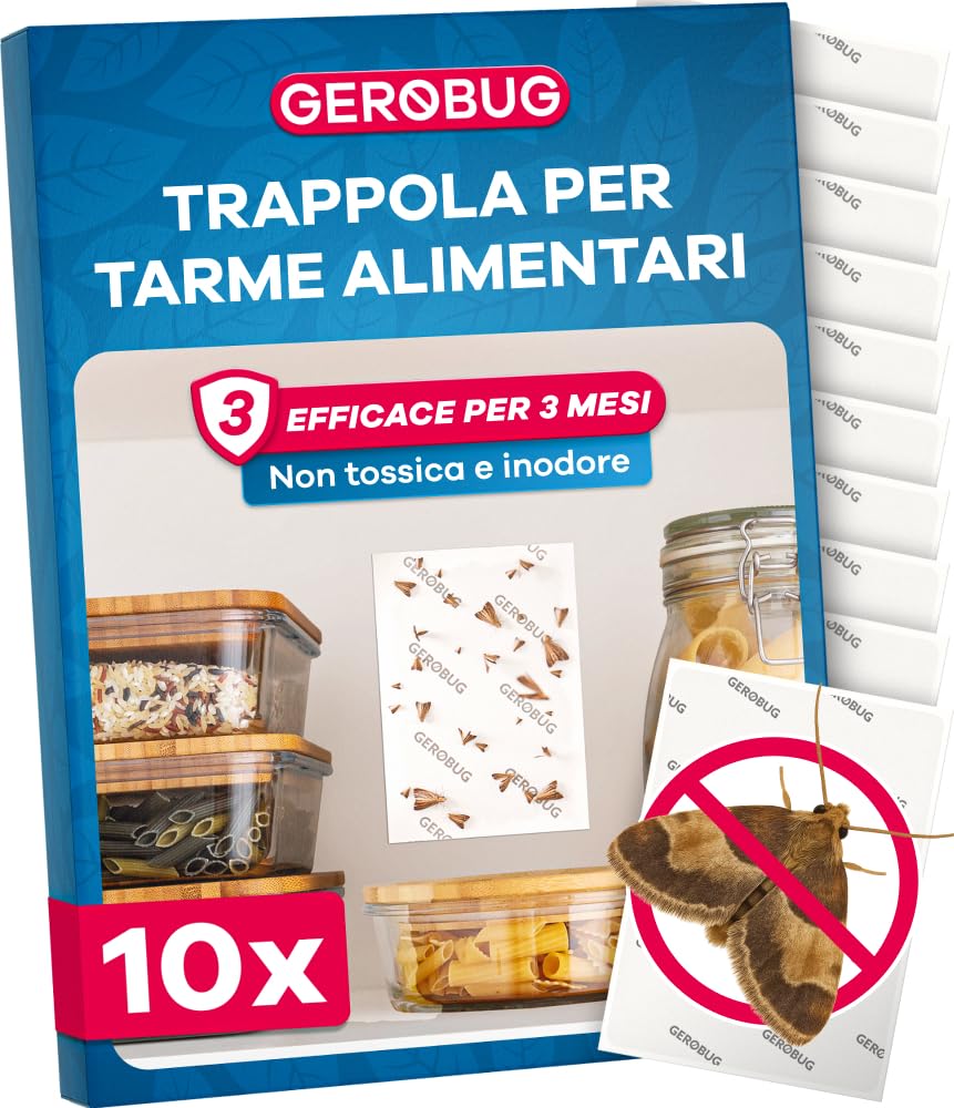 Gerobug trappola per tarme alimentari 10 pezzi - trappola a feromoni per la protezione degli alimenti effetto a lungo termine