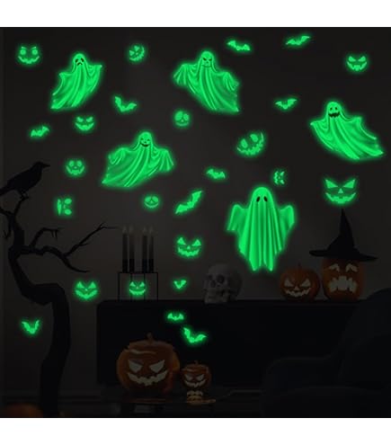 FOSDICK 2 Feuilles Halloween Fenêtre Autocollants, Stickers