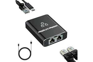 PENNLE Switch RJ45 2 Ports 1000Mbps Network LAN Switch 2 Ports, Splitter de Red Ethernet 1 a 2 de 1000 Mbps, Conmutador LAN con Cable de Alimentación USB-C para Ordenadores, Switches, Televisores