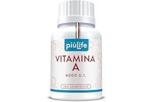 +LIFE Vitamina A Pura 1200mcg PiùLife 4000 UI Per Compressa, Retinoidi Integratore, Vitamina A Retinolo (Acetato Di Retinile) Antiossidante Integratore Occhi Vista Pelle, Difese Immunitarie