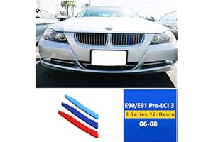 SHENGJUE 3 Colored Front Grille Insert Trims Clip In Grille Trims Strips Covers for BMW 2/3/4/5/6/7 series,x3/x4/x5/x6/x7 (3 Series 06-08 Pre-LCI 12-Beam)
