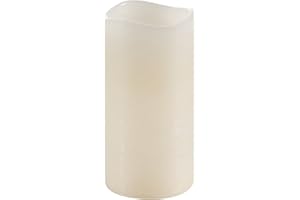 Flower Power Schlaraffenland LED Kerze MEDIA mittel | 10x20 cm | Echtwachs| Creme | led kerzen | led kerzen flackernde flamme | led kerzen mit timer | Batteriebetrieben