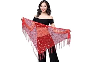 SamHeng Falda con borlas de lentejuelas, faldas de danza del vientre Rave Fringe Hip Bufanda Latin Dance Hula Hip Belt, Glitter Bohemian Skirt para mujeres y niñas Festival Dance Performance