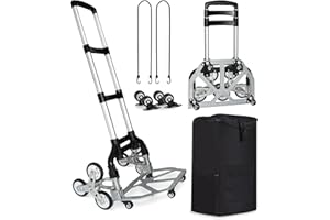 Frstem Wózek do wchodzenia po schodach, składany, z wodoszczelną torbą, regulowany uchwyt, aluminiowy wózek transportowy, do 125 kg, ulepszony, składany wózek schodowy o 360°, uniwersalny, cztery małe