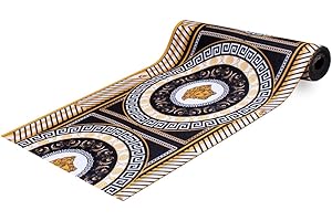 SaRani Tappeto Al Mezzo Metro Testa Medusa Passatoia Corsia Gomma Antiscivolo Barocco Nero