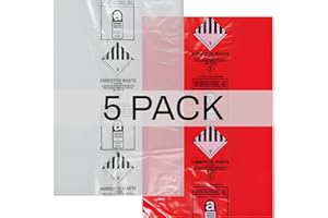 COCUS Bolsas de residuos de amianto grandes, resistentes, 90 x 120 cm, color rojo y transparente, marca UN2212/UN2590, capacidad de 30 kg, sacos de eliminación y eliminación de amianto (paquetes múltiples