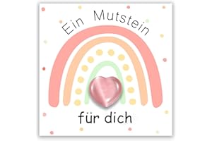 YOLJUN Mutstein Glücksstein Einschulung Mädchen, Herz Glückssteine für Kinder mit Karte und Geschenkbox, Glücksbringer Schulkind 2025 Mädchen, Einschulungsgeschenk Schulanfang, Schultüte Füllung