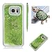 Produktbild Für Samsung Galaxy S6 Hülle Hartplastik Transparent,SKYXD Flüssig Handyhülle Samsung Galaxy S6 Duos Glitzer Bewegen Stern Funkelt Flüssigkeit Fließen Durchsichtig Klar Brillianter Kreativ Design mit [Handyanhänger + Eingabestifte] Rückseite Schutzhülle für Samsung Galaxy S6/Galaxy S6 Duos Hart Case Schale Glitter Shine Bling Sparkle Clear Backcover - Grün