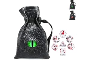 POWER BEAST Dungeon Bolsa para Dados rol, Dados con Sangre de Dragon, Juegos de Mesa, Dungeons and Dragons, DND, RPG, MTG, Juegos de rol, Dados de rol. (Verde)