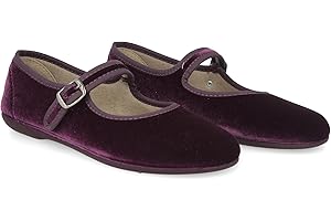PAYMA - Mary Jane in Velluto da Donna. Ballerine Basse, Casual, Maryjane, Sandali Comodi. Prodotto in Spagna. Chiusura con Fibbia. Colore Nero e Bordeaux
