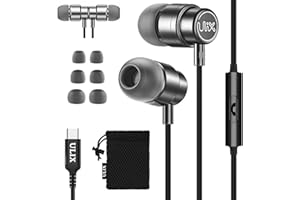 UliX RIDER Przewodowe słuchawki douszne USB C, słuchawki douszne z mikrofonem, 5 lat gwarancji, z zabezpieczeniem przed plątaniem, wzmocnionym kablem, 48 Ω przetworniki, nauszniki