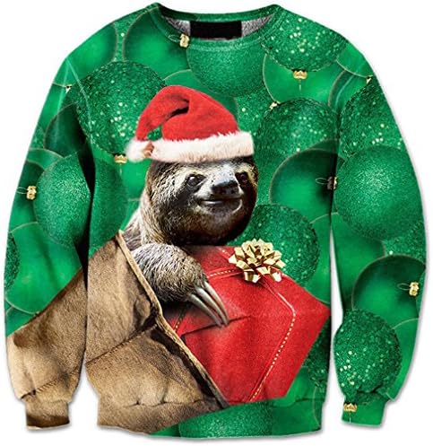 Uegily Christmas Sweatshirt Men Women Pullover Hoodies Sweatshirts Sweat Homme Casual Sloth 3D Print Hooded Sweatshirt Sweatshirt Men S