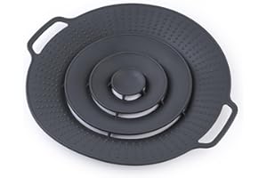 RUNUP Silikon Überkochschutz 30 cm – Spritzschutz Topfdeckel für Herd, Mikrowelle & Schüsseln | Hitzebeständig, Spülmaschinenfest & Universell (Schwarz)