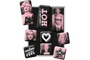 Nostalgic-Art, Set d'aimants rétro, Marilyn – Idée de Cadeau pour Les nostalgiques, Décoration pour Le frigo, Design Vintage, 9 pièces