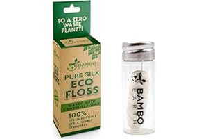BAMBOEARTH Biodegradable Mint Dental Tooth Lace Floss with Refillable & Reusable Container Holder - 100% Organic Natural and Compostable Teeth Silk Spool Waxed with Candelilla Wax & Eco-Friendly Zero Waste Box