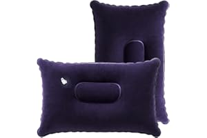 coytear Inflatable Pillow, 2PCS Squared Ultralight Camping Travel Pillow Desk Rest Neck Support for Hiking Backpacking Office Holiday Fishing Travel for Easy Storage Comfort and Light (Dark Purple)