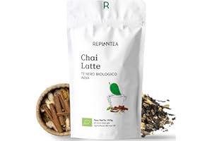 REPLANTEA CUIDAMOS TU NATURALEZA CHAI LATTE TÈ 100% BIO 100g (50 Tazze) | Masala Chai Tea con Tè Nero Assam, Cannella, Zenzero, Anice, Liquirizia, Cardamomo, Pepe Nero e Vaniglia REPLANTEA®