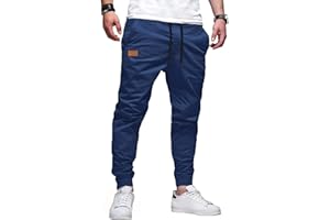 Jolicloth Men's Trousers Cargo Jogger Work Cotton Casual Sweatpants Outdoor Elasticated Waist Drawstring Pants with Pockets