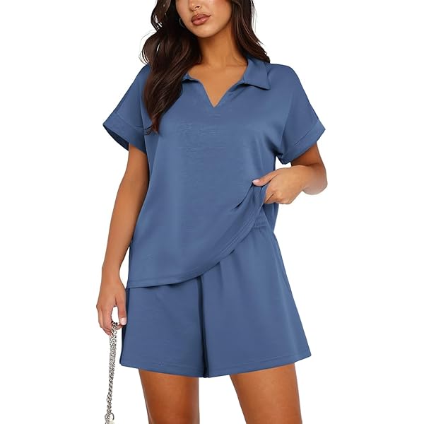 Totatuit Women 2 Pieces Tracksuit Sets Short Sleeve Tops