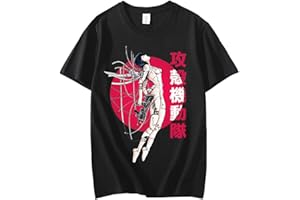 OUHZNUX Ghost In The Shell Robot T-Shirt, Modepaar, Locker, Lässig, Bequem, Anime Kusanagi Motoko, Kurzarm-Sweatshirt, Hip Hop, Lässig, Unisex-Sweatshirt(XS-3XL)