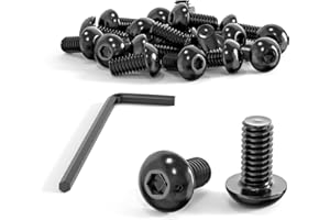 Wavanta M4 Bolts, M4 x 8mm Button Head Screws, Allen Socket Bolts Screws, Carbon Steel 10.9 Grade, Black Oxide Finish, Pack of 20