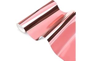 ZJTAPE Ploter Holograficzna Folia Winylowa, Trwały Winyl Samoprzylepny - 30,5 x 250 cm, Błyszcząca Różowe Złota Metaliczna Folia do Plotera, kamei i wycinanek, dekoracje imprezowe.