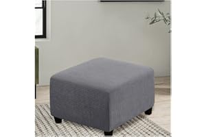 ELYSYSRL Square Ottoman Cover Stretch Stool Slipcover, Soft Velvet/Jacquard Ottoman Footstool Protect Anti-Slip Foot Stool Covers Pouffe Cover With Elastic Bottom, Washable ( Color : #3 , Size : 55x55cm/22x22i