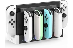 FYOUNG USB Chargeur Compatible avec Manette pour Switch & OLED Model, Support de Station de Charge pour Manettes avec LED Indicateur - Blanc