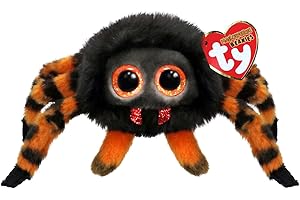 Ty Beanie Balls - Charlotte l'Araignée aux Œillets Orange Glitter, Animaux en Peluche Doux et Rond à Collectionner - Spécial Halloween - 8 cm - T42560