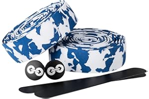 URBAN ZWEIRAD Cinta para manillar de bicicletas - camuflaje azul-blanco - con franja autoadhesiva al dorso, bandas adicionales y tapas laterales para una óptima fijación (camuflaje azul-blanco)