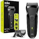 Braun Series 3 Rasoio Elettrico Barba Shave&Style 300BT 3-In-1, Regolabarba di Precisione, 5 Pettini, Ricaricabile, senza Fil