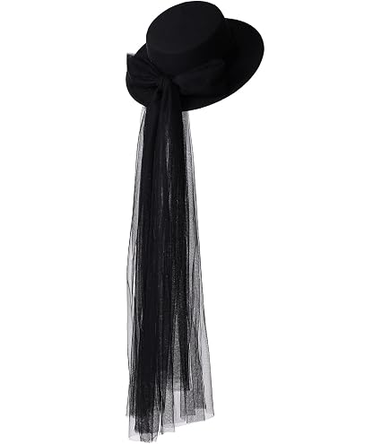 Cappello Vittoriano Da Donna In Feltro Nero Con Piuma E Velo - Perfetto Per Halloween!