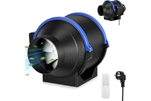 Trsaow Quiet 100mm 4” Inline Duct Extractor Fan,Adjustable Ventilation Exhaust Fan with 4-Gear Variable Speed Remote Control for Heating Cooling Booster Bathroom Factory Laser Engraving Machines