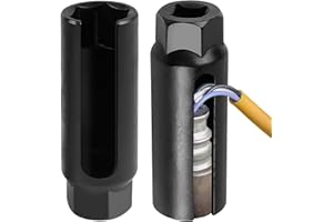 BHHTBB Sauerstoffsensor-Stecknuss Lambdasonden Schlüssel 22mm Lambdasonde Werkzeug Set, Lambdasonden Schlüssel 1/2" Nuss, mit Breitem Seitenausschnitt zur Vermeidung von Schäden an Drähten