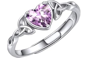 ChicSilver Heart Birthstone Celtic Knot Ring for Women 925 Sterling Silver Adjustable Ring Minimalist Jewelry(with Gift Box)