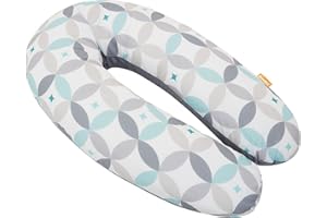 Badabulle Coussin de Grossesse - Evolutif en Coussin d'Allaitement - En Tissu Certifié Oeko-Tex - Confortable & Silencieux - Fabriqué en Europe - Remplissage Microbilles - Déhoussable, Graphique