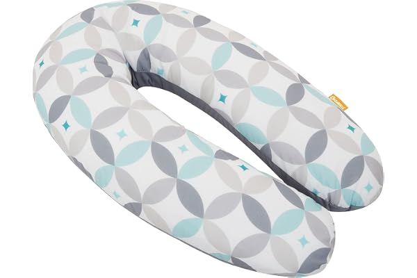 Badabulle Coussin de Grossesse - Evolutif en Coussin d'Allaitement - En Tissu Certifié Oeko-Tex - Confortable & Silencieux - Fabriqué en Europe - Remplissage Microbilles - Déhoussable, Graphique