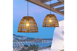 GUANSHAN Lot de 2 lampes solaires en jonc de mer à énergie solaire pour jardin, balcon, jardin