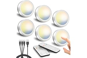 HIDURE Luce Armadio Ricaricabile USB con Telecomando, Faretti LED Interno a Batteria da 1600mAh Luci Vetrina Senza Fili Lampada Sottopensile Cucina LED a Pile Adesivio Luce Notte Magnetico per Sotto Mensola