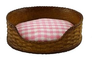 MELODY JANE DOLLS HOUSES Melody Jane Casa Muñecas Perro Gato Cama Cesta Cuadros Rosa Cojín Miniatura Accesorio Mascota