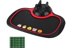 Delsen Salpicadero de Coche Multifunción 3 En 1 Almohadilla Antideslizante Teléfono Automóvil,Alfombrilla Antideslizante para Coche con Soporte para Teléfono Móvil,24×19 cm (Negro)