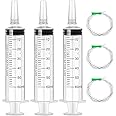3 Pack Large Plastic Measuring Syringe, 60ml with Cap, Individually Packaged for Fluid, Scientific Labs