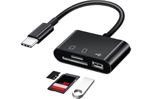 LOTNUT Lector de Tarjetas 3 en 1 con adattatore USB e Lightning,Lector de Tarjetas SD USB con OTG,Lector de Tarjetas SD,Lector de Tarjetas multipuerto,Transmisión portátil,Duradera y Rápida (Negro)
