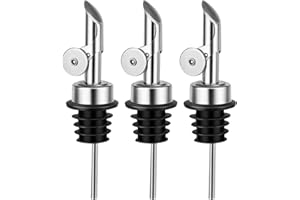Arvoni Bec Verseur Huile d'olive, 3 Pièces Bec Verseur en Acier Inoxydable avec Fermeture Automatique, Bouchon Huile d'olive, Distributeur pour Huile, Alcools, Vinaigre