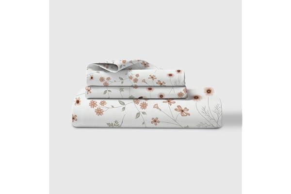 LINENWALAS 100% Cotton Fitted Bed Sheet for King Size Bed, Printed All Around Elastic Bedsheet (72 x 78 Inches) with 2 Pillow Covers 210 TC Soft, Breathable, Luxury Bedsheet (Crimson Flower)